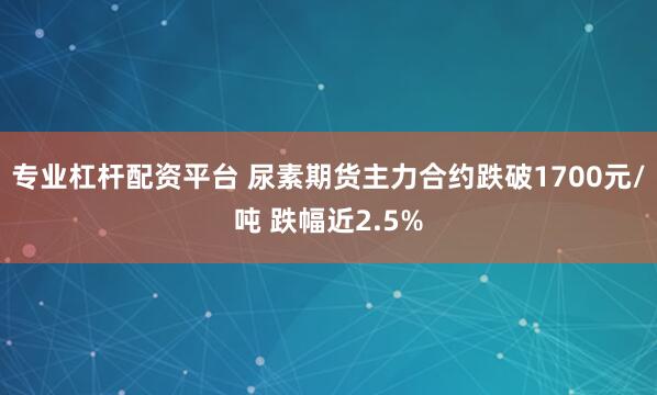 专业杠杆配资平台 尿素期货主力合约跌破1700元/吨 跌幅近2.5%