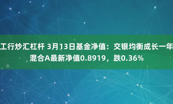 工行炒汇杠杆 3月13日基金净值：交银均衡成长一年混合A最新净值0.8919，跌0.36%